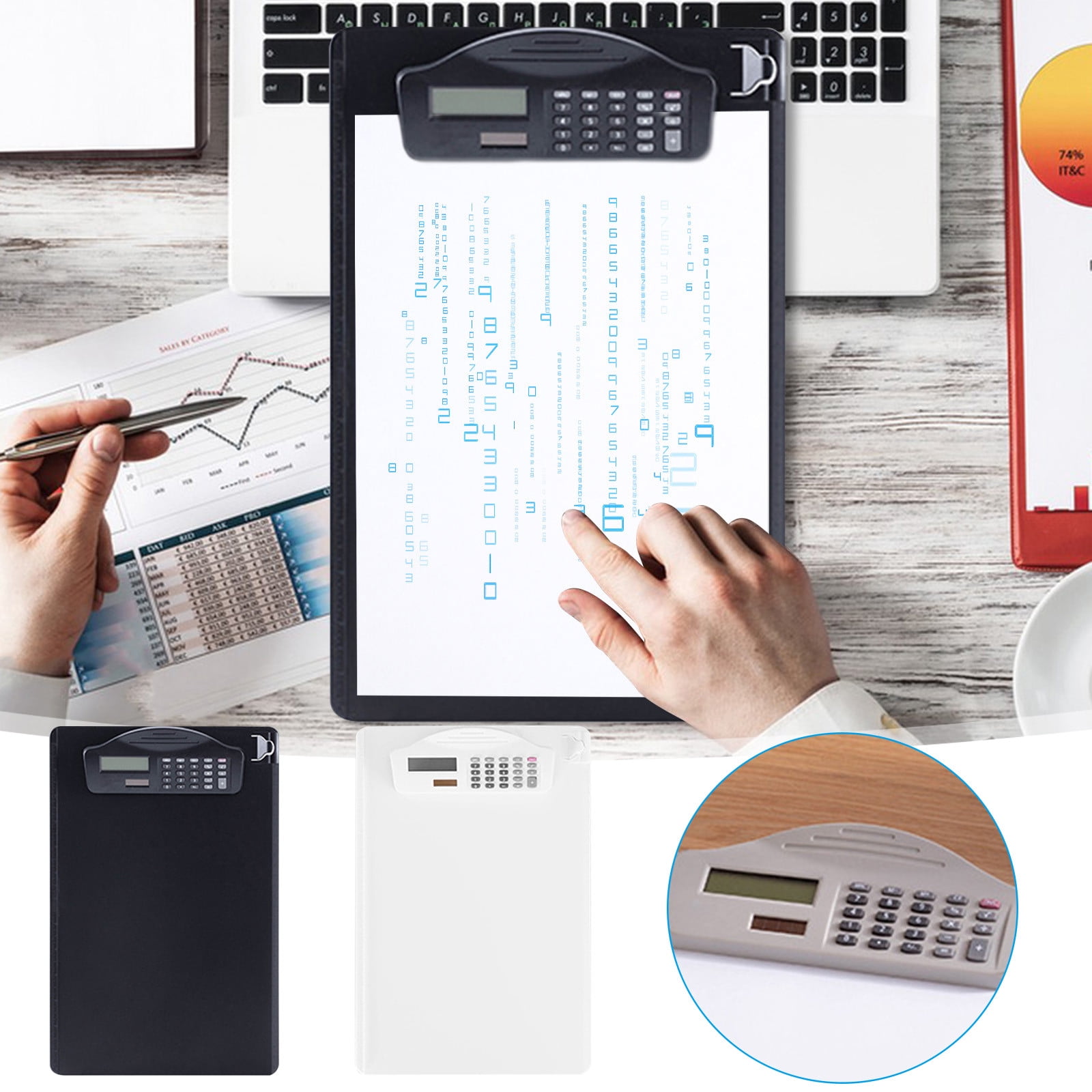 Leather Conference Folder Zippered Business Document Case With Calculator Clipboard Multiple Pocket Card Holder Pen Slot - View #9