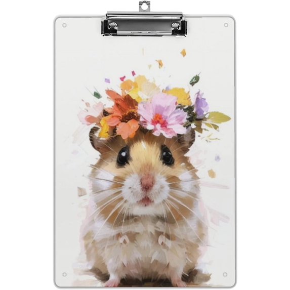 Clipboard Cute Decorate, Wooden Clipboard A4 Letter Size Clipboards for Teacher, Woman,Back School, Office, Low Profile Clip, Standard Size 12.6 x 8.7 Inches, Hamster,Flower,Animal Clipboards