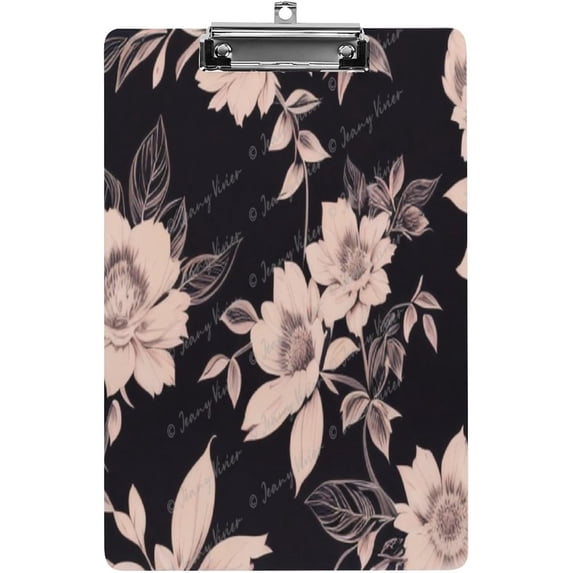 Clipboard Decorative Office School Hardboard Wood Nursing Clip Board and Pull for Standard A4 Letter Size 12.6" x 8.7",Floral Design