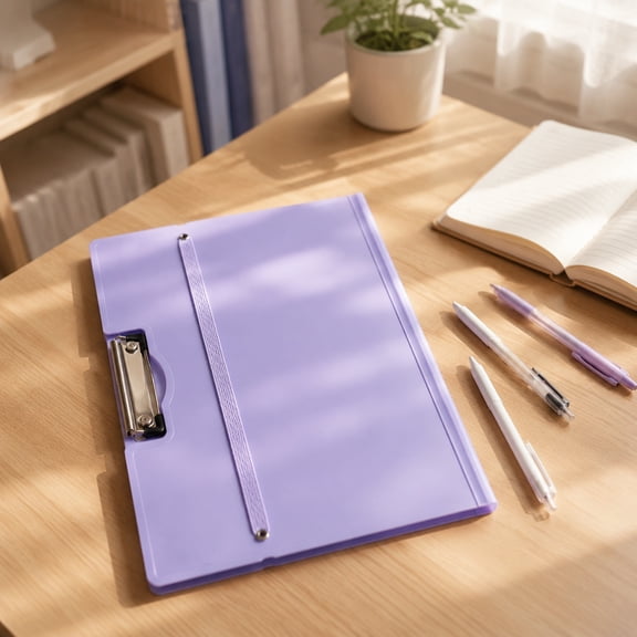 Clipboard Folder, A3 Foldable Clipboard Folio with Metal Clip& Elastic Band, File Cover Work Folder Clipboards for Test Papers, Drawings & Reports(Purple)