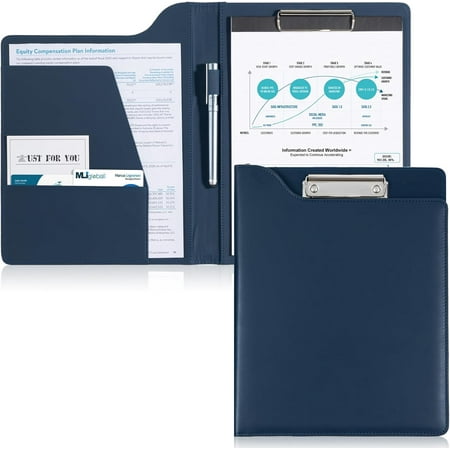 Clipboard Folder Portfolio, A4 Leather Padfolio Clipboard, Business Portfolio Clipboard Folder Professional Portfolio for Interview Resume Office Conference -Black