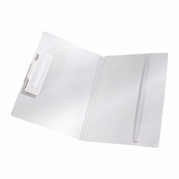 Clipboard Folder with Storage,A5 Foldable Clipboard Folders,Refillable Clipboard With Sturdy Metal Clip And Strap,Waterproof Plastic Clipboard Folder,Office & Work Supplies,13.39x9.25 inch (White)