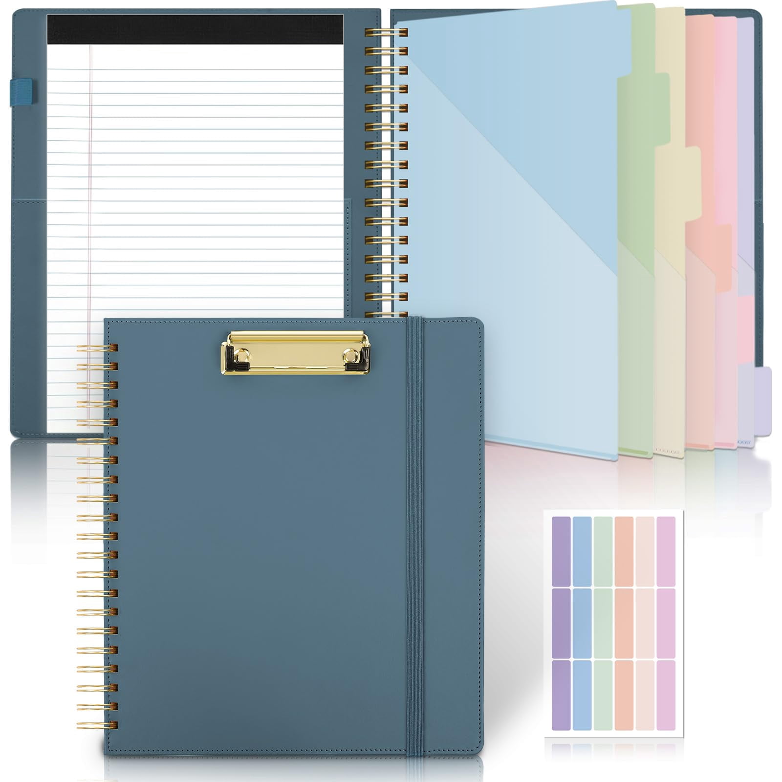 Clipboard Folder With Storage  6 Dividers 12 Pockets For Letter Size Folio Refillable Notepad Spiral Clipboards Padfolio Teacher Worker Nurse