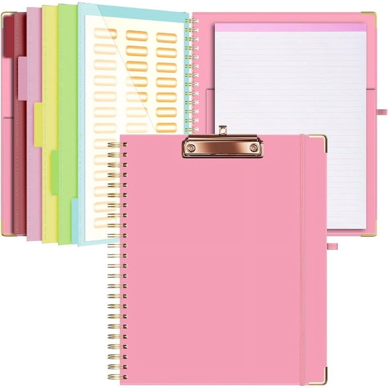 Clipboard Folio With Storage – Letter Size (11x8.5) Notepad, 5 Folders, 10 Pockets, Labels, Elastic Closure