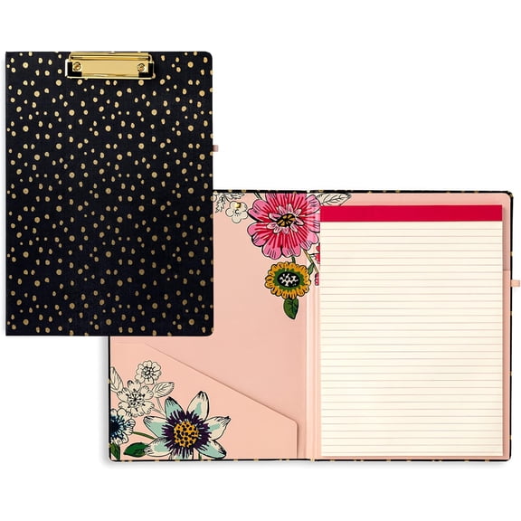 Clipboard Folio Padfolio with Refillable Lined Notepad, Interior Document Pocket and Pen Loop for Office & Business NoteTaking