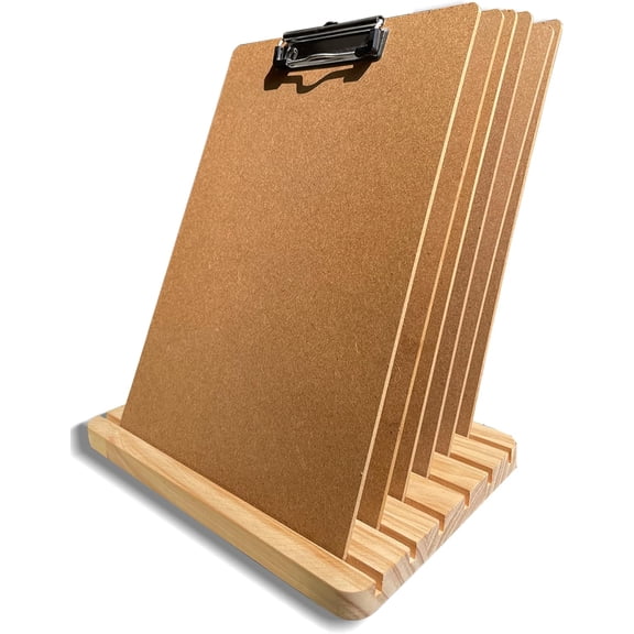 Clipboard Holder, Wood Clipboard Organizer Display Stand, Document Typing Paper Stand, Receipt Holder, White Board Storage Rack Organizer for Home Classroom Must Haves, Office, No Assembly Required