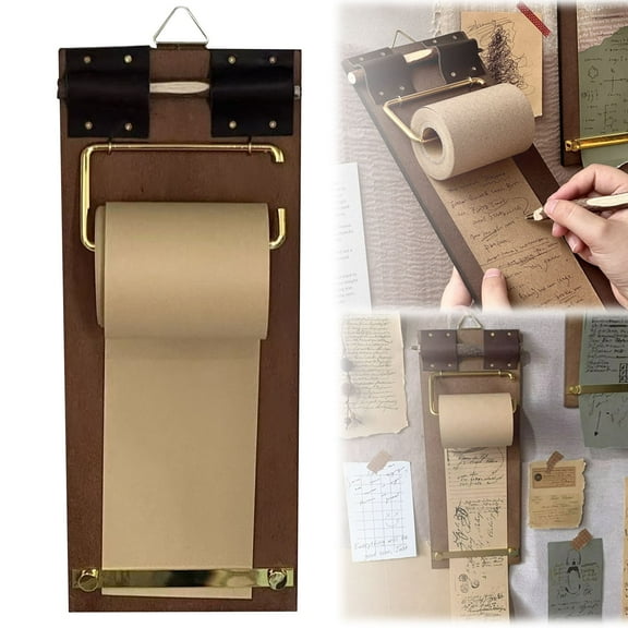 Clipboard Notebook Set – Retro Hanging Writing With Cutter Refillable Paper Roll For Notes To Do Lists Wall Decor Sketching With1*Wooden Paper Office item