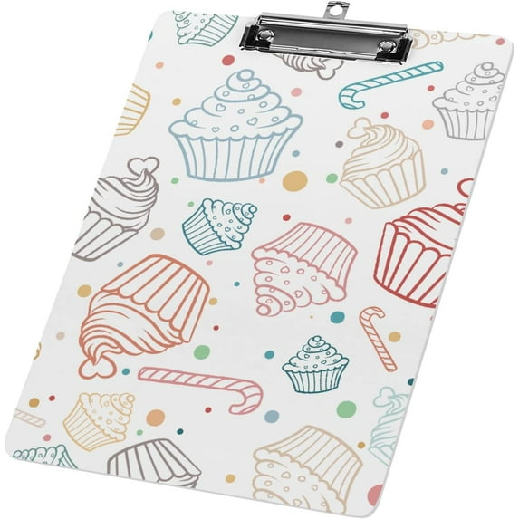 Clipboard Nursing Cupcake Sweet Acrylic Clip Board with Low Profile Metal for A4 Paper Size Clip Hangable Office Work School Whiteboard Clipboards