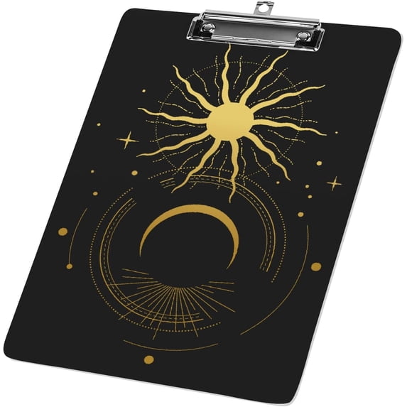 Clipboard Nursing Sun Moon Geometry Acrylic Clip Board with Low Profile Metal for A4 Paper Size Clip Hangable Office Work School Whiteboard Clipboards