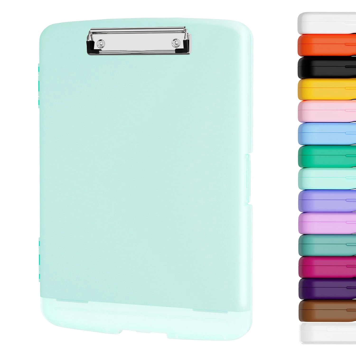 Clipboard With Storage  8.5 X 11 Organization Box Pen Holder And A4 Legal Paper Folder Folio & Side-opening Low Profile Clip For Teachers Size 14 9.6 1.2 In Blue