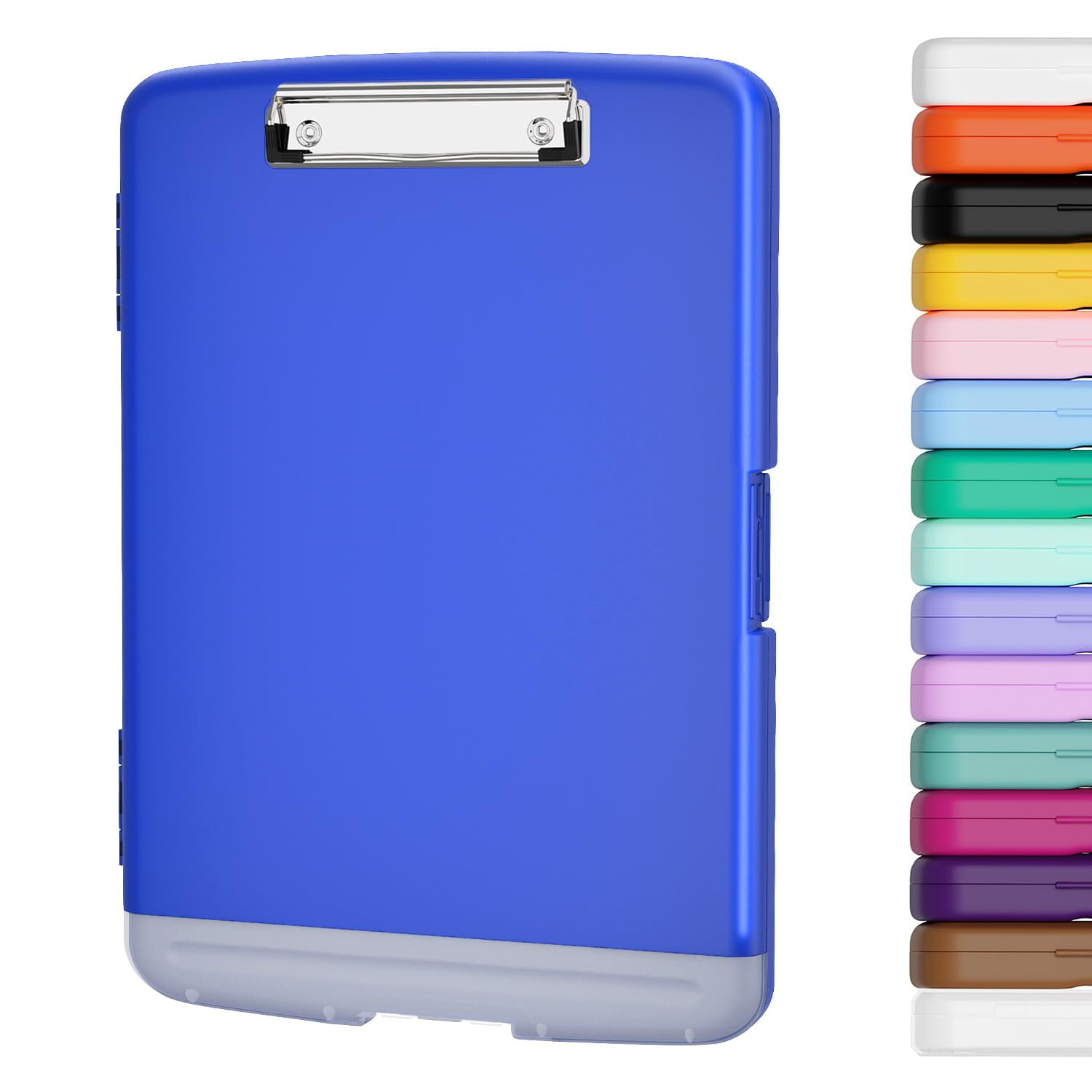 Clipboard With Storage  8.5 X 11 Organization Box Pen Holder And A4 Legal Paper Folder Heavy Duty Plastic Folio & Side-opening Low Profile Clip For Teachers Deep Lake Blue