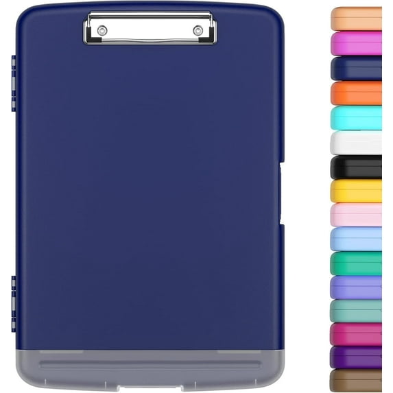 Clipboard with Storage Box (A4 Size), 9.6 x 14.3 In High Capacity Waterproof Plastic Storage Clipboards with Pen Holder, Separate Pencil Box, Great for Office, Nursing, Classroom