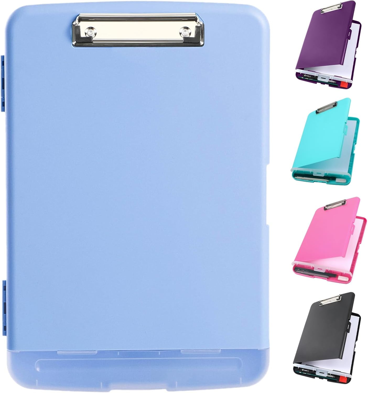 Storage Clipboard Organizer With Low-Profile Clip & Pen Holder - 8.5x11 Letter Size, Retro Blue