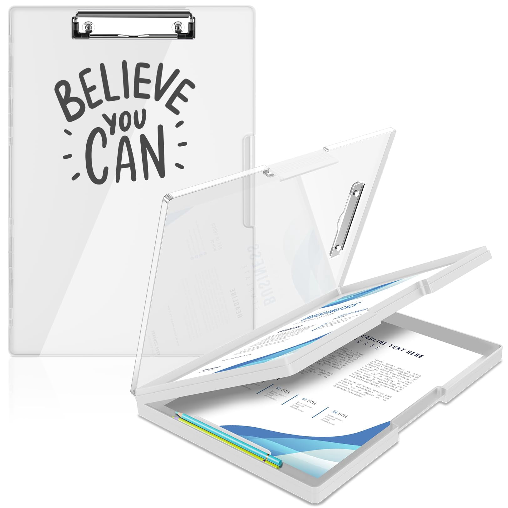 Clipboard With Storage  Heavy Duty Cleaview Clip Boards 8.5x11 Dual Dry Erase Plastic High Capacity Clipboards Folder For Teacher Nurse School & Office Supplies