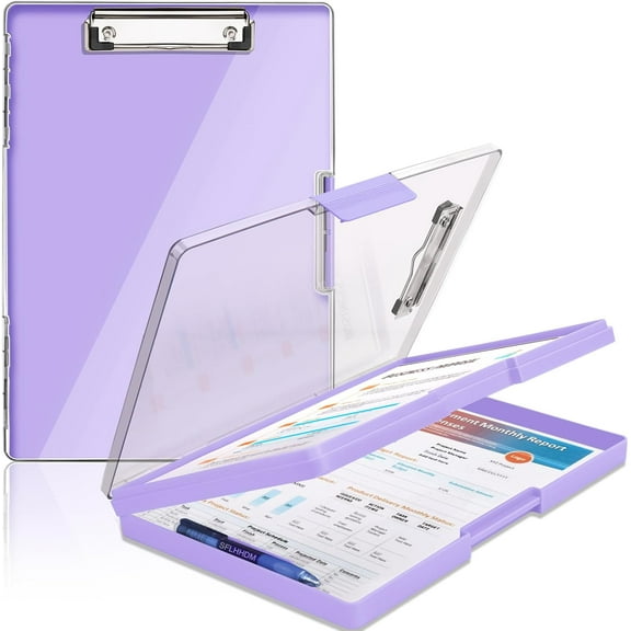 Clipboard with Storage,Heavy Duty Clip Boards 8.5x11 with 2 Storage Case,Clear Visible Top Panel Storage Clipboards,Side Opening Clip Boards,Nursing Clipboard Folder Case for Office Supplies
