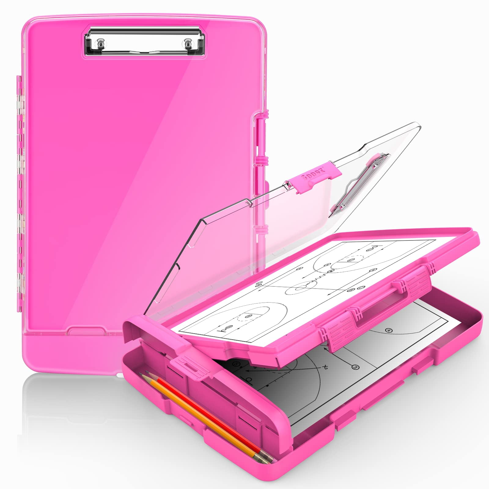 Clipboard With 2 Storage & Pen Holder  Heavy Duty Clip Boards 8.5x11 Dual Clearview Dry Erase Real Hinge High Capacity School Office Supplies