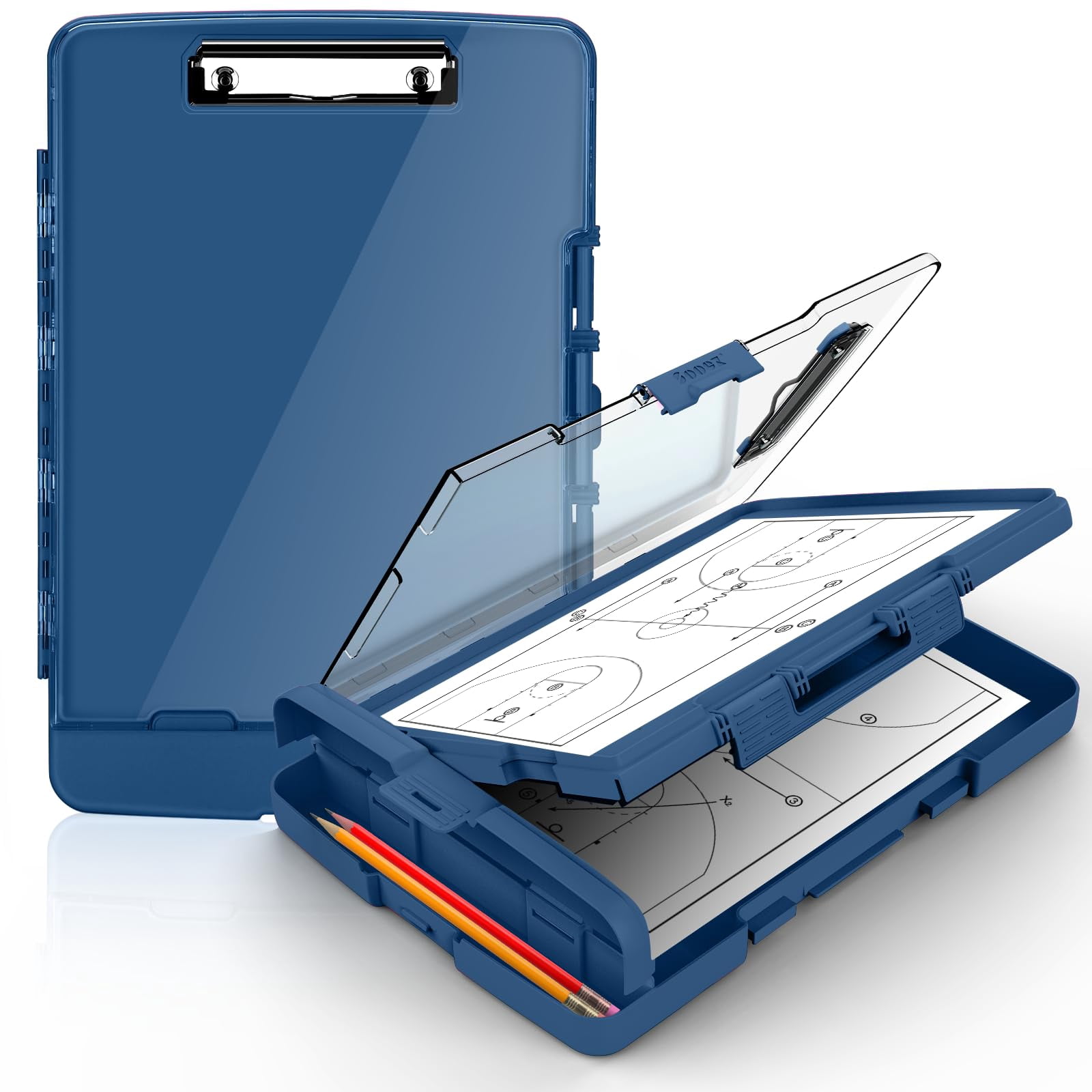 Clipboard With 2 Storage & Pen Holder  Heavy Duty Clip Boards 8.5x11 Dual Clearview Dry Erase Real Hinge High Capacity School Office Supplies