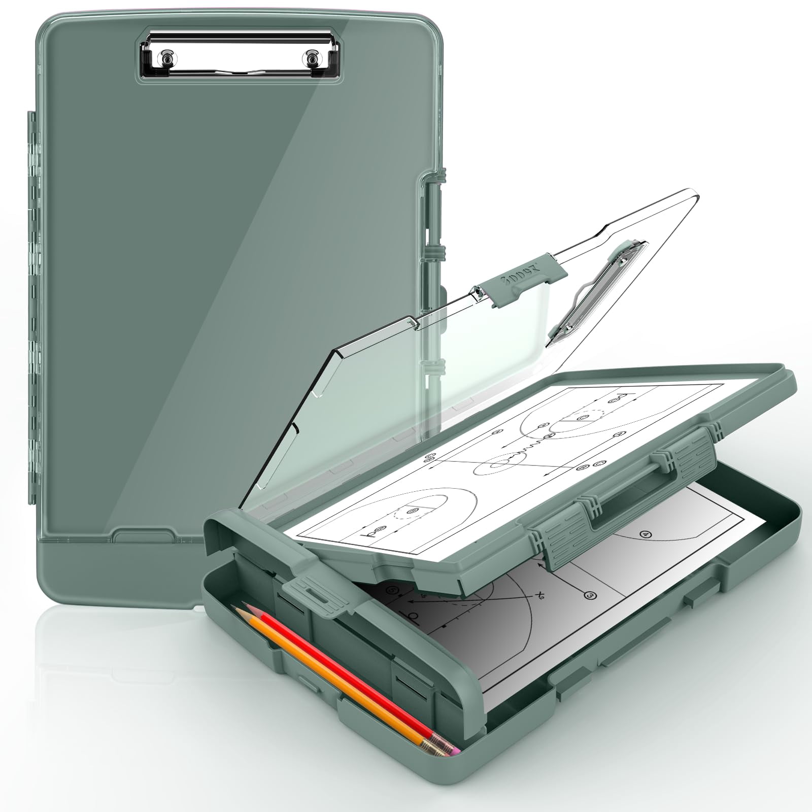 Clipboard With 2 Storage & Pen Holder  Heavy Duty Clip Boards 8.5x11 Dual Clearview Dry Erase Real Hinge High Capacity School Office Supplies