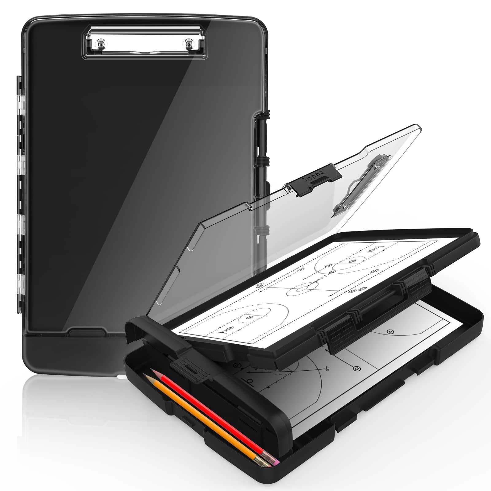 Clipboard With Storage & Pen Holder  Heavy Duty Clip Boards 8.5x11 Dual Clearview Dry Erase Real Hinge High Capacity School Office Supplies