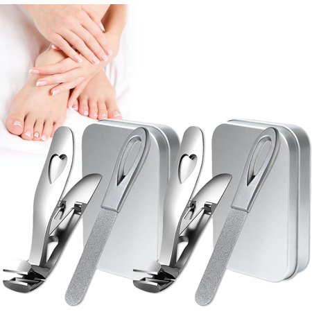 Clipdoc Max Toe Nail Clipper, Clip Doc Max Toe Nail Clippers, Clipdocmax Toenail Clippers, ClipDoc Max Toenail Clippers for Seniors Thick Nails, Long Handle, Anti-Splash (Sliver(Metal Nail File)*2)