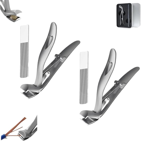 Clipdoc Max Toe Nail Clipper, Clipdoc Max Nail Clippers, Toe Nail Clippers for Thick Nails for Seniors, Anti-Splash Long Handle Clippers for Seniors with 45°Slanted Blade