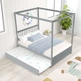 thumbnail image 1 of Clipeyh Full Size Gray Canopy Bed with Trundle Pinewood Platform Frame, 1 of 6