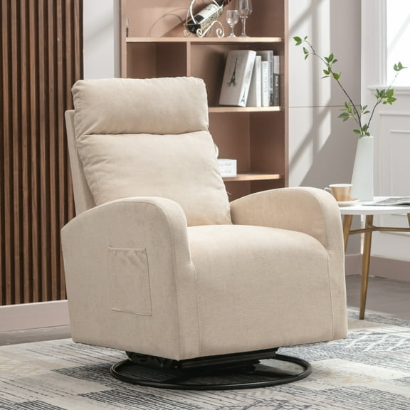 Clipeyh Storage Pocket Glider Rocking Chair, Black