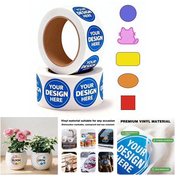 Clipom DAMAI8888 Custom Vinyl Labels for Business Branding, 1-6000 Sheets, Waterproof & Durable