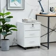 thumbnail image 1 of Clipop 3 Drawers Mobile File Cabinet,Lockable Wooden Rolling Filing Cabinet,A4 Sized Documents,White, 1 of 11