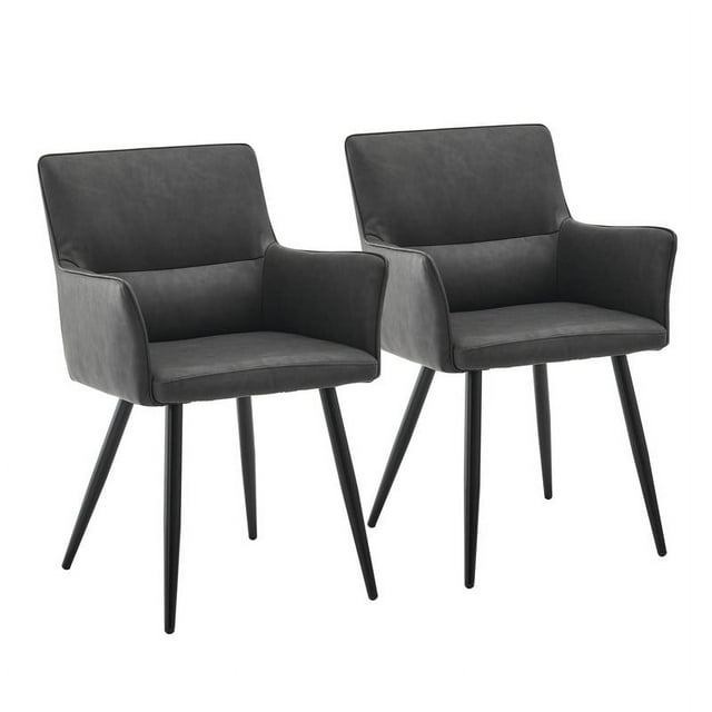 Clipop Set of 2 Upholstered Dining Chairs, Faux Leather Padded Kitchen