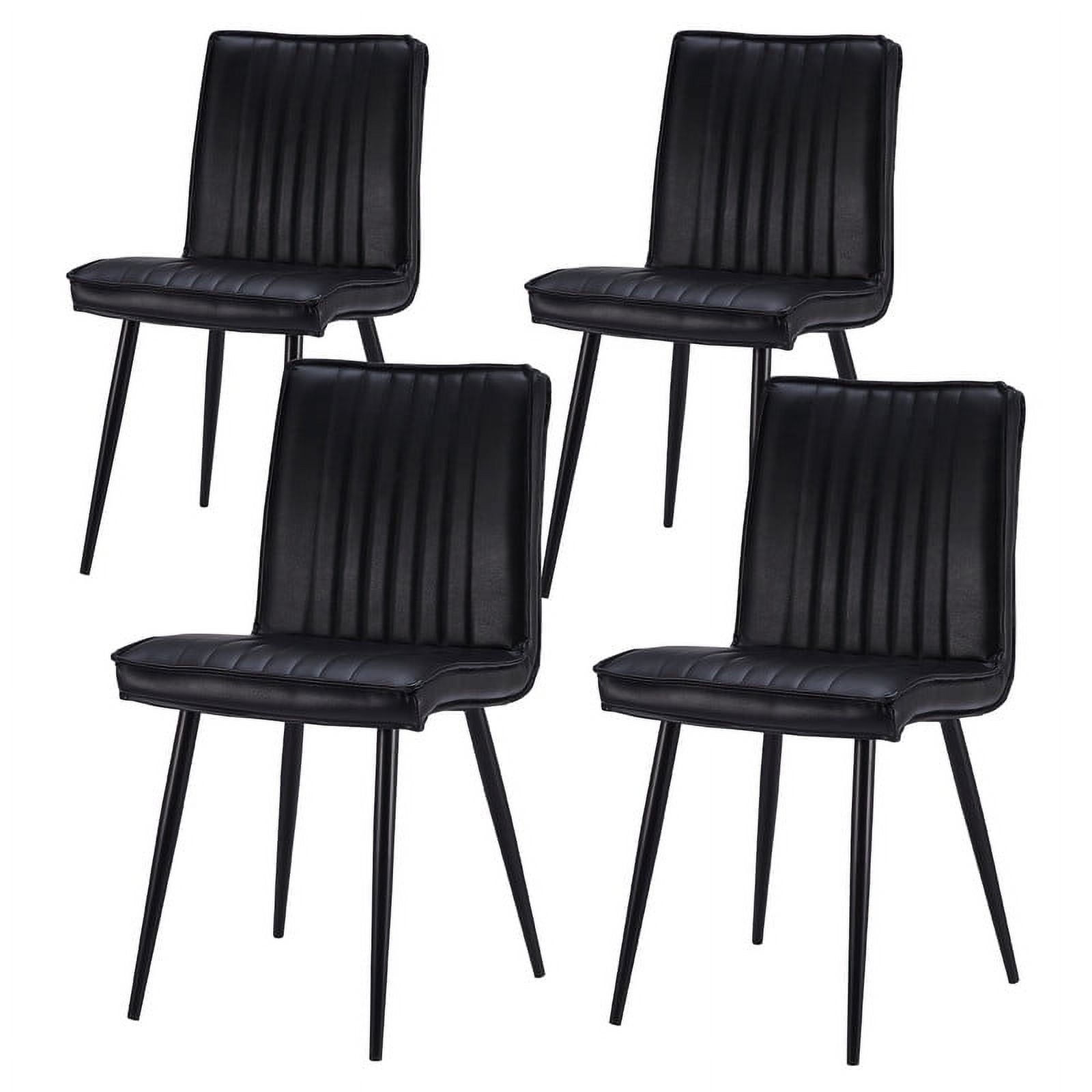 Black Faux Leather Upholstered Dining Side Chairs with Metal Legs, Set of 4