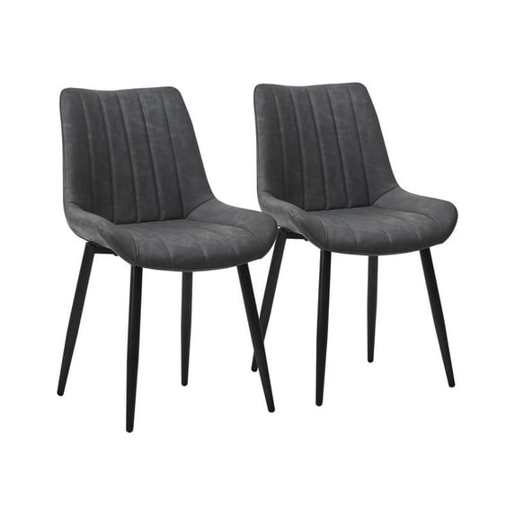 Clipop Faux Leather Dining Chairs Set of 2, Mid Century Modern Armless Chair,for Kitchen,Gray