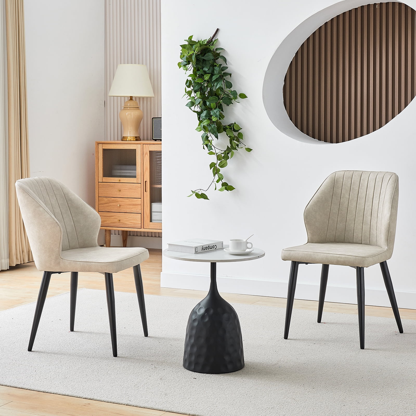 Clipop Faux Leather Dining Chairs Set of 2 Mid Century Modern