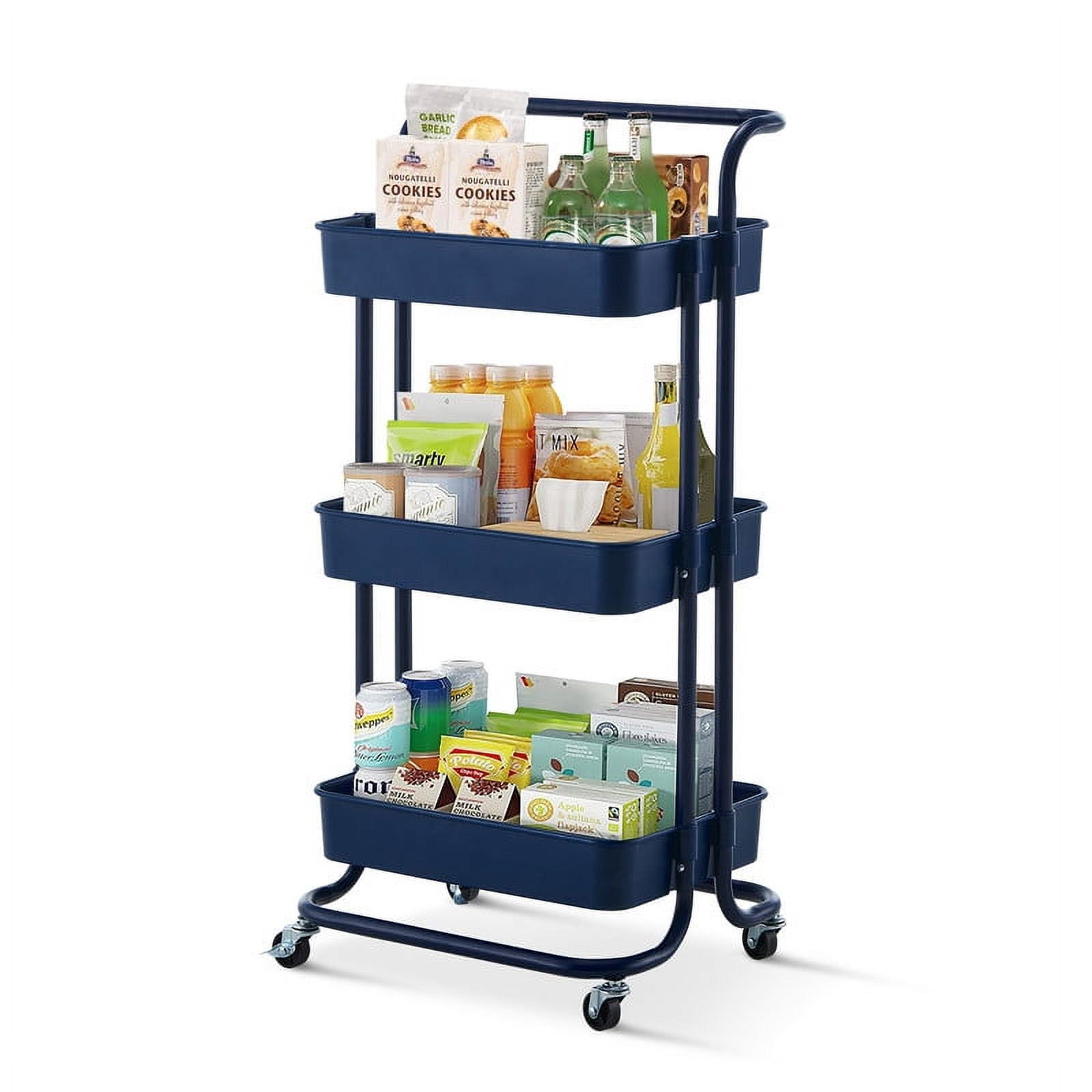 Clipop Mobile 3Tier Utility Rolling Storage Cart with Lockable Wheels