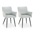 thumbnail image 1 of Clipop Modern Dining Chairs Set of 2,Faux Leather & Linen Fabric Upholstered,for Kitchen,Light Gray, 1 of 10