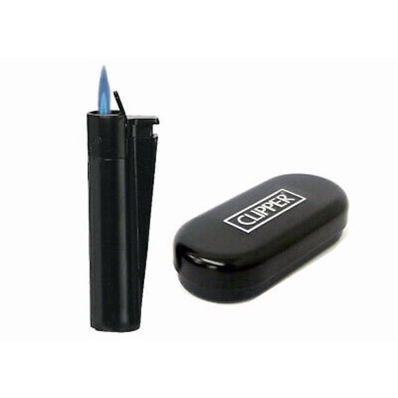 Clipper Black Jet Flame Lighters Refillable Butane Torch Lighters Wind Resistant Single Jet Flame Adjustable Flame