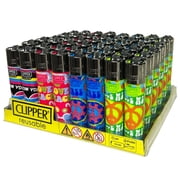 Clipper - Classic Large Reusable Lighter - Iconic Premium Refillable Lighters Bulk Pack - Replace Butane, Flint, and Spark Wheel for Unlimited Lights - 48 Pack - Psychedelic Hippie