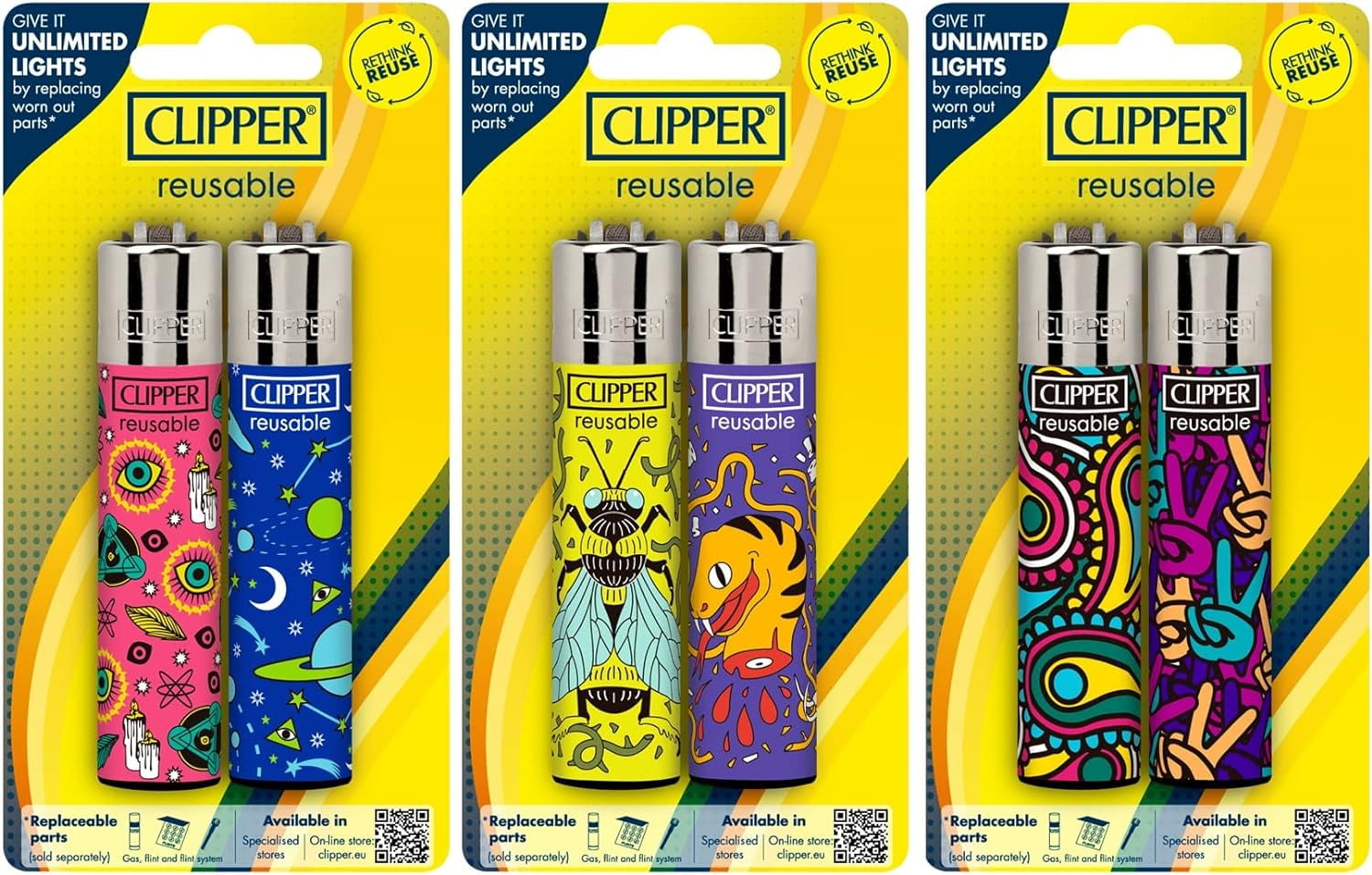 Clipper Classic Large Reusable Lighter Iconic Premium Refillable Lighters Bulk Pack