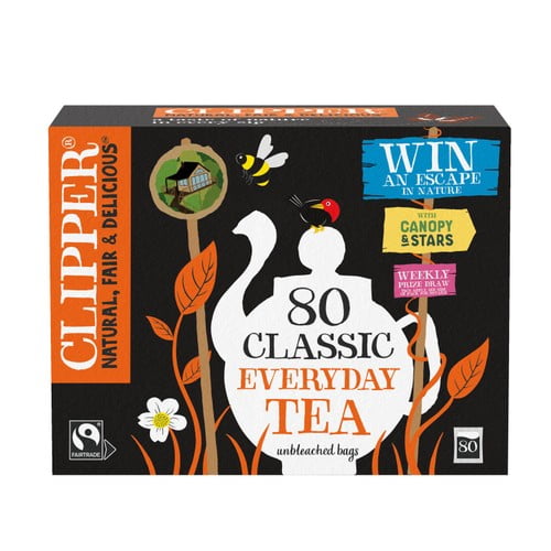 Clipper Fairtrade Everyday Tea Bags 80's, British Import (Pack of 2)