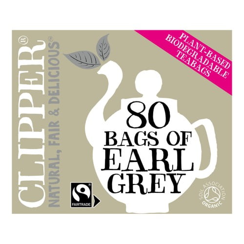 Clipper Fairtrade Organic Earl Grey Tea Bags 80's, British Import (Pack of 2)