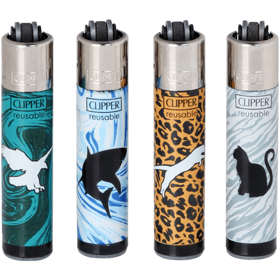 Clipper Micro Reusable Lighters - 4 Pack - Micro Silouettes 3 Design