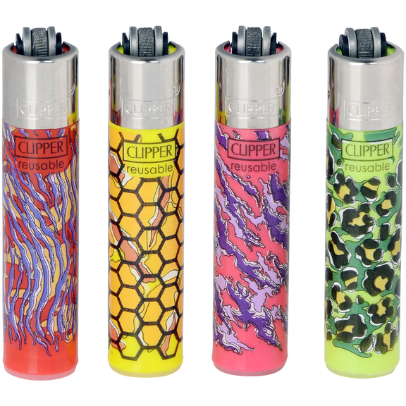 Clipper Micro Reusable Lighters - 4 Pack - Pattern Skins Design