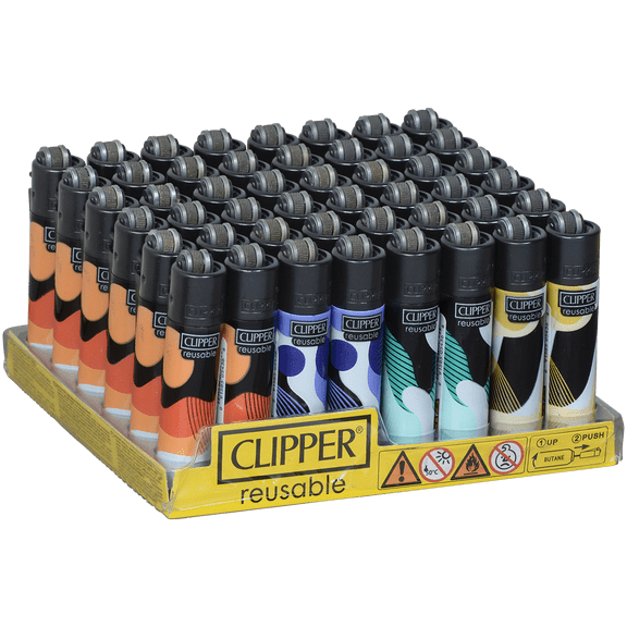 Clipper - Micro Size Reusable Lighter - Iconic Premium Refillable Lighters Bulk Pack - Replace Butane, Flint, and Spark Wheel for Unlimited Lights - 48 Pack - Micro Silouettes 3 Design