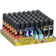 Clipper - Micro Size Reusable Lighter - Iconic Premium Refillable Lighters Bulk Pack - Replace Butane, Flint, and Spark Wheel for Unlimited Lights - 48 Pack - Micro Silouettes 4 Design