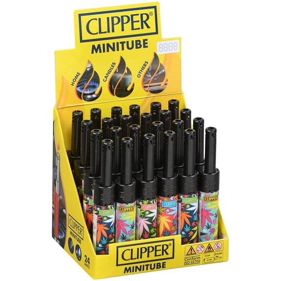 Clipper Mini Tube Lighter Leaves Design Refillable Butane Pocket Lighter Compact Mini Tube Wind Resistant Flame Assorted Colors
