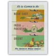 thumbnail image 1 of Clipper to the Near East - Lockheed Constellations - Pan American - Vintage Airline Travel Poster c.1951 - Japanese Unryu Rice Paper Art Print (Unframed) 12 x 16 in, 1 of 4