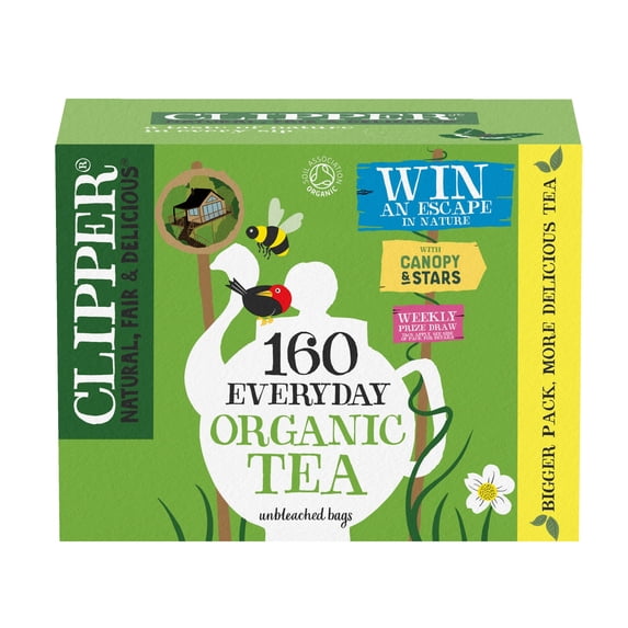 Clipper Organic Everyday 160 Tea Bags 464g, Imported from Britain