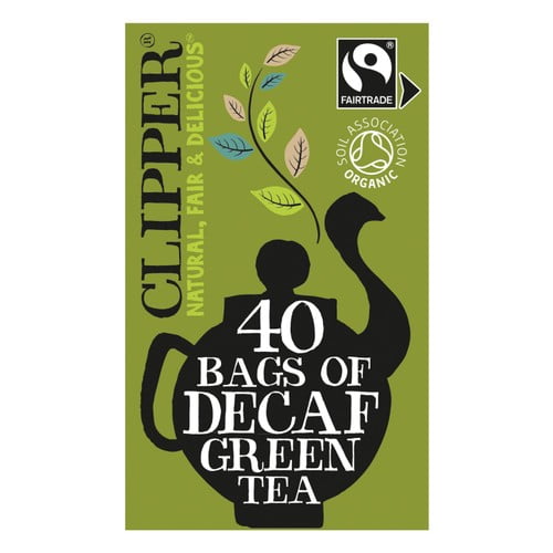 Clipper Organic & Fairtrade Decaffeinated Green Tea 40's, British Import (Pack of 2)