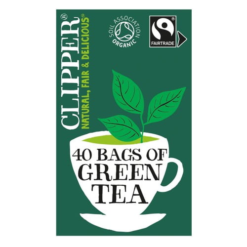 Clipper Organic & Fairtrade Green Tea 40's, British Import (Pack of 2)