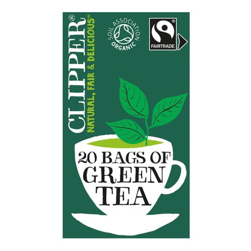 Clipper Organic Fairtrade Green Tea Bags 20's, British Import (Pack of 3)